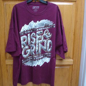 Mens Rise and Grind by Hard Ten Clothing Company Gray Graphic T Shirt SIze 5XL